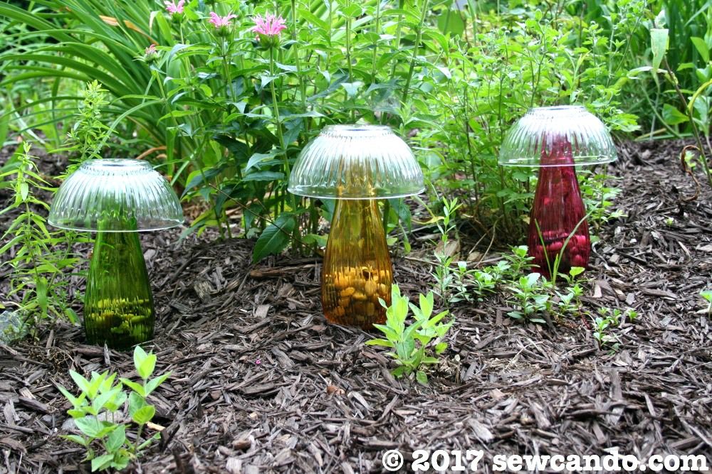 Sew Can Do DIY Dollar Store Glass Garden Mushrooms